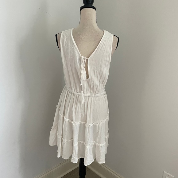 Justily Tiered Crochet VNeck Sleeveless Mini Dress Large‎ Coastal Cowgirl Angel - Picture 5 of 11